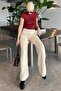 Beige Adjustable Waist Wide Leg Pants Mg2089 - 3