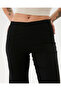 Women's Black Flare Pants, Regular Waist, Wide Legs, Slim Fit Trousers - 4