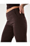 Women's Brown Flare Pants, Regular Waist, Wide Leg, Slim Fit Trousers - 5