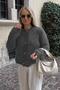 Anthracite Buttoned Boucle Knitwear Cardigan MG1949