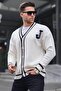 Bone Color Men's Knitwear Cardigan 6314 - 2