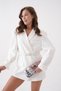 Women's Thin Band White Faux Leather Belt with Gold Buckle 7400 - 5
