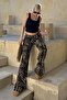 Black Adjustable Waist Leopard Print Wide Leg Pants Mg2095 - 6
