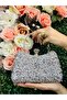 Silver Color Women's Evening Dress Bag with Hand and Long Chain Strap - 7
