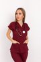 Unisex Burgundy Stretch Fabric Doctor Nurse Surgical Scrubs Single Top Uniform - 2