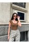 Women's Brown Oval Neck T-Shirt Hzl25S-Zk11681 - 4