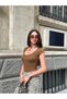 Women's Brown Oval Neck T-Shirt Hzl25S-Zk11681 - 3