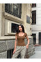 Women's Brown Oval Neck T-Shirt Hzl25S-Zk11681 - 5