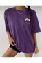 Women's Purple Pocket Flower Printed Oversize Tshirt