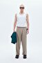 Comfortable Fit Lyocell Fabric Trousers Beige - 2