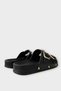 Women's Double Banded Buckle Detailed Daily Comfort Slippers Black - 5