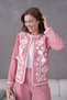 Women's Embroidered Rose Flower and Stone-Detail Linen Jacket and Pants Top and Bottom Set - 3