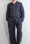 Lona %100 Linen Men's Pajama Set Buttoned Denim Blue Home Wear Set - 4