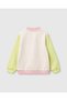 Girl's Pink Mix Glitter Benetton Logo Embroidered Zipper Sweatshirt - 2