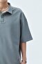 POLO NECK BASIC OVERSIZE T-SHIRT-LIGHT SMOKE - 4