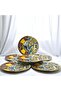 Two Patterned Canga Cake Plate Set for 6 People - 2