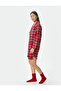 Mini Shirt Nightgown Long Sleeve Buttoned New Year's Themed - 2