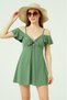 Tesmay Women's Dress Swimsuit 2 Different Ways of Wearing, Ruffle Detail, Breast Pad Khaki Loose Fit - 2