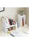 Small Desktop Bookshelf For Storage, Mini Cute White Office Desk Shelves, Versatile Organizer - 2