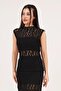 Zero Sleeve Romantic Lace Black Blouse