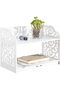 White 2-Tier Desktop Bookshelf – Vintage PVC Organizer with Cut-Out Design for Home or Office