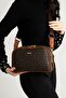 حقيبة كتف وحقيبة يد مطبوعة بسحاب للإغلاق مع حزام كتف طويل قابل للتعديل