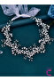 Exclusive Design Tulle Train with Zircon Stones Pearls and Flowers Bridal Crown Silver Wedding Hairpin Accessory - 2