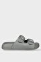 Women's Silvery Double Band Adjustable Buckle Slippers Smoked