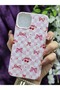 iPhone 13/14 Compatible Ribbon and Cherry Patterned Velvet Inside Hard Silicone White Phone Case - 2