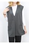 Steel Knitted Collar Embroidered Mother Vest Anthracite with Agraph - 3