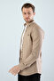 Men's Beige Slim Fit Narrow-Cut Pocketless Denim Shirt - 7