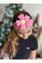 Plush Floral Stretchy Soft Wide Girls Kids Baby Hair Band Dark Pink Band Bandana - 2