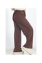 Women's Bitter Brown Elastic Waist Belted Wide Leg Crepe Palazzo Trousers - 5
