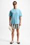 Ourflow Men's Embroidery Detailed 100% Organic Cotton Crew Neck Short Sleeve Oversize Light Blue T-Shirt - 5