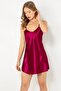 Burgundy Women's Thin Strap Mini Short Satin Nightdress