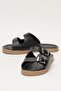 Women's Double Band Adjustable Buckle Slippers Black - 5