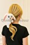 3-in-1 Toy Plush Hugging White Rabbit Buckle Magnetic Snap Wristband Bag Ornament Hair Accessory - 4