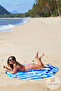Round Round Beach Camping Picnic Mat Striped Folding Cotton Cloth Inside Tent Floor Cloth 130cm - 5