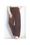 Women's Bitter Brown Elastic Waist Belted Wide Leg Crepe Palazzo Trousers