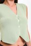 Women's V-Neck Buttoned Summer Crop Knitwear Vest