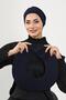 Hijab (Sea, Pool) Swimming Cap with Detachable Bow on the Back, S-10Sn, Navy Blue - 5