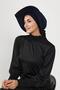Hijab (Sea, Pool) Swimming Cap with Detachable Bow on the Back, S-10Sn, Navy Blue - 7