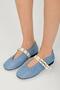 Nolina Straw Denim Blue Color Strappy Women's Ballerina Shoes