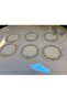 Cocktail Napkin,Silver Gold Line Pattern Oval Shaped Coffee Tray Napkin Holder,6-Piece Presentation Napkin - 6
