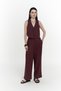 Anka Linen Claret Red Vest Trousers Set - 3
