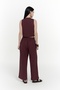 Anka Linen Claret Red Vest Trousers Set - 5