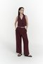 Anka Linen Claret Red Vest Trousers Set - 2