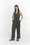 Anka Linen Green Vest Trousers Set - 3