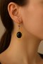 Stainless Steel - Authentic Black Stone Dangle Women's Earrings – Gold Color – Does Not Tarnish