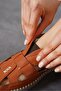 Qato Windowed Genuine Leather Women's Shoes Tan Skin - 5